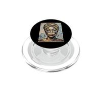 African Woman Paper Collage Art Head Wrap Glasses PopSockets PopGrip for MagSafe