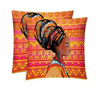 African Woman Pattern Pack of 2, Decorative Square Throw Pillow Cover Cushion Covers Pillowcase, Home Decor Decorations for Sofa Couch Bed Chair