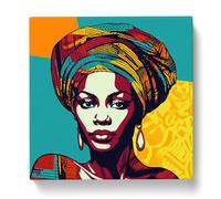 African Woman Pop Art No.1 Canvas Print | Gallery Wrapped 30mm Frame Wall Decor | 20x20 inches | Ready to Hang | Pop Art People Picture | Living Room Bedroom Lounge Office