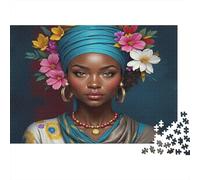 African Woman Portrait_1 1000 Pieces Eco-Friendly Paper Jigsaw Puzzle Bundle for Senior Enthusiasts, Brain Training Puzzle, Travel Activity, Popular Option 38x26cm/1000pcs