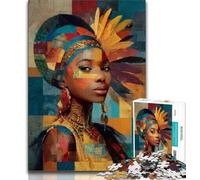 African Woman Puzzles for Adults Teens 1000pc Puzzle,Toys Educational Games Stress Relieving Wishlist with Santa Claus 50x75cm