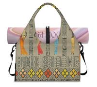 African Woman Sports Duffle Bag with Shoe Compartment Woman Pattern Weekend Overnight Bags Tote Cabin Luggage Bag for Gym Yoga Travel