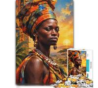 African Woman Sunset Savanna Wooden Jigsaw Puzzle, Gift for Adults | For puzzle fans: Jigsaw Puzzle - thoughtful year-end gift with solo or shared puzzle time.