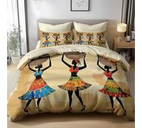 African Woman Super king Size Duvet Cover Sets Reversible, 3D African Patterns Lightweight Bedding Sets Soft Microfibre Quilt Cover 260x220 cm with 2 Pillowcases 3944-ABC