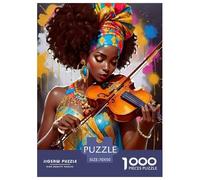 African Woman Violinist 1000 Puzzles Adults Puzzle Adults Puzzle Gifts Birthday Difficult Impossible Challenging & Brainteasing 70x50cm/1000pcs