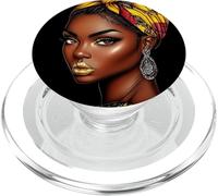 African Woman Wall Art with Headwrap and Earrings Décor PopSockets PopGrip for MagSafe