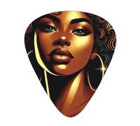African-Woman-With-Curly-Hair 12 Pack Guitar Picks With 3 Thicknesses And Storage Box, Abs Plectrums For Electric Bass Guitar Players