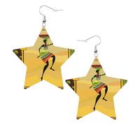 African Woman Women's Fashion Earrings, Celestial Dangle Earrings, Star Shape Jewelry for a Versatile