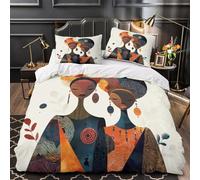 African Women Art Duvet Cover 3D Design Printed Anti-allergic 3 Pieces Bedding Set Zipper Comforter Cover Hotel Quality Breathable for Adults Kids Women Teens Youth Double（200x200cm）