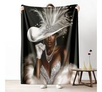 African Women Blanket 30x40 Inch, Beautiful Fashion Elegant Fleece Throw Blanket for Couch Bed, Modern Stylish Poster Soft Blankets Cozy Lightweight Flannel Small Blankets Warm for All Season