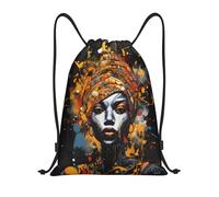 African Women Ethnic Women Painted Drawstring Backpack String Backpack Versatile Lightweight Sport Sack For Picnic Hiking Men 36X42Cm