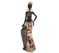 African Women Figure Tribal Lady Figurine Statue African Lady Sculpture for Home Decor Western Art American Housing Culture Ornament (G04173B)