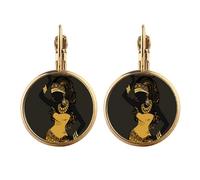 African Women LadyAboriginal Dresses Gold Clip On Drop Earrings Non Piercing Dangle Jewelry