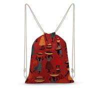 African Women Men Drawstring Bags Backpack 35x50cm
