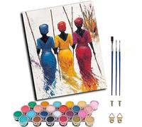 African Women Paint by Numbers for Adults with Frame, Paint by Numbers Kits on Canvas Abstract, DIY Crafts for Adults Oil Painting Art Kits with Brushes, Home Wall Decor Gifts 45x60cm Y-5162