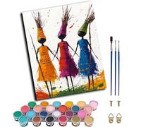 African Women Paint by Numbers for Adults with Frame, Paint by Numbers Kits on Canvas Abstract, DIY Crafts for Adults Oil Painting Art Kits with Brushes, Home Wall Decor Gifts 30x40cm 4-3139