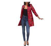 African Women's Coats Ankara Print Long Sleeve Jacket Top Dashiki Casual Trench Coat Outwear, 726, L