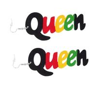 African Wood Earrings Creative Queen Letter Ear Drop