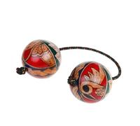 African Wooden Shaker - Wood Rhythms Percussion, Double Gourd Asalato Kashaka Instruments, Hand Shakes Sand Ball Rattle Sounds, Traditional Fingertip Shot Maracas - For Adults Beginners & Band