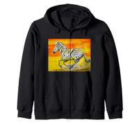 African Zebra Painting Wildlife Acrylic Art Zip Hoodie