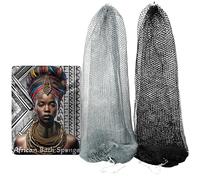 AFRIKI African Net Sponge, African Exfoliating Sponge, Black Owned, Exfoliating Washcloth, Body Exfoliator for Bath and Shower, Back Scrubber, Dead Skin Remover (Black, Grey, 1 Count (Pack of 2))