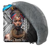 AFRIKI African Net Sponge, African Exfoliating Sponge, Black Owned, Exfoliating Washcloth, Body Exfoliator for Bath and Shower, Back Scrubber, Dead Skin Remover (Black, Grey, 1 Count (Pack of 2))