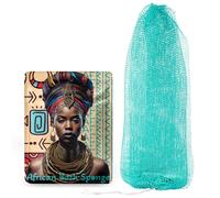 AFRIKI African Net Sponge, Authentic African Exfoliating Sponge (Turquoise)