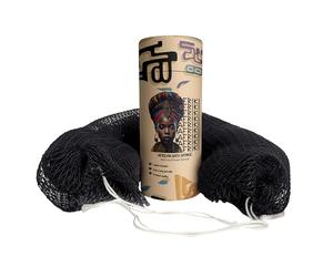 AFRIKI African Net Sponge - Exfoliating Body Scrubber, Black Owned & Rooted in Africa, All Skin Types | 45 in Long (Black)