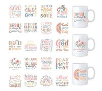 AFRITEE Bible Verse UV DTF Decals - 20 Sheets Boho Christ Motivational Saying Uvdtf Tumbler Wraps for 16 oz Glass Mug Cups, God is Good All the Time Transfer Stickers for DIY Water Bottle Decal Gift