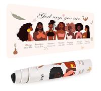 AFRITEE Black Girl Desk Mat - Christian Inspirational Quote Large Gaming Mouse Pad, Black Art Gifts for Women, Office Desk Protector