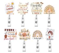 AFRITEE Inspirational Badge Reel Retractable Boho Rainbow Color Make Your Light Glow Bible Verse Clips ID Protector Work Badge Holder Crocodile Swivel Clip for