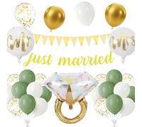 Afritee Just Married Decorative Wedding Decoration Garlands Balloons Pack of 29