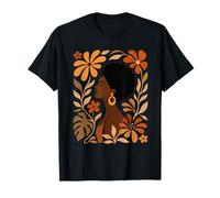 Afro African American Woman Melanin Pride Boho Summer Floral T-Shirt
