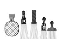 Afro African Hair Pick Comb Twist Comb Set Hair Styling Tool MESH Design Quickly Fluffy Curly Thick Hair Beards Black People 5PCS Stainless Steel