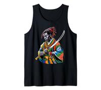 Afro American Samurai Anime Cartoon japanese bushido warrior Tank Top