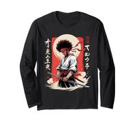 Afro American Samurai Anime Japanese Bushido Warrior Long Sleeve T-Shirt