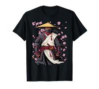 Afro American Samurai Warrior Katana Anime red Moon T-Shirt