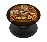 Afro Beats Music Rhythmic Capybara Shiba-Inu Cat Design PopSockets Adhesive PopGrip