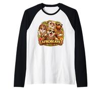 Afro Beats Music Rhythmic Capybara Shiba-Inu Cat Design Raglan Baseball Tee