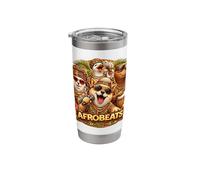 Afro Beats Music Rhythmic Capybara Shiba-Inu Cat Design Stainless Steel Insulated Tumbler