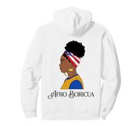 Afro Boricua Puerto Rico Flag Messy Bun Hair Black Woman Pullover Hoodie