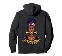 Afro Boricua Puerto Rico Flag Messy Bun Hair Black Woman Pullover Hoodie