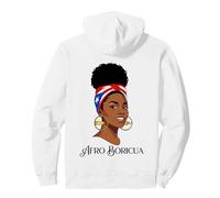 Afro Boricua Puerto Rico Flag Messy Bun Hair Black Woman Pullover Hoodie
