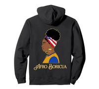 Afro Boricua Puerto Rico Flag Messy Bun Hair Black Woman Pullover Hoodie