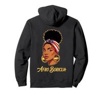 Afro Boricua Puerto Rico Flag Messy Bun Hair Black Woman Pullover Hoodie
