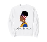 Afro Boricua Puerto Rico Flag Messy Bun Hair Black Woman Sweatshirt