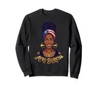 Afro Boricua Puerto Rico Flag Messy Bun Hair Black Woman Sweatshirt