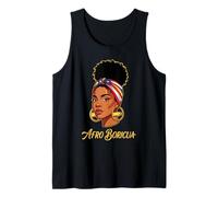 Afro Boricua Puerto Rico Flag Messy Bun Hair Black Woman Tank Top