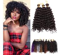 Afro Braiding Hair Extensions Water Wavy Marlybob Crochet Hair Weave Braids Synthetic Kinky Deep Curly - Brown