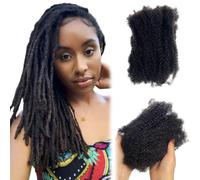Afro Bulk Human Braiding Hair, Soft Bulk Curly Human Hair Bundles, Natural Human Braiding Hair, Human Hair Braiding Hair, Afro Twist Human Hair Extensions for Dreadlock Repair Braiding Twist, 8 Inch